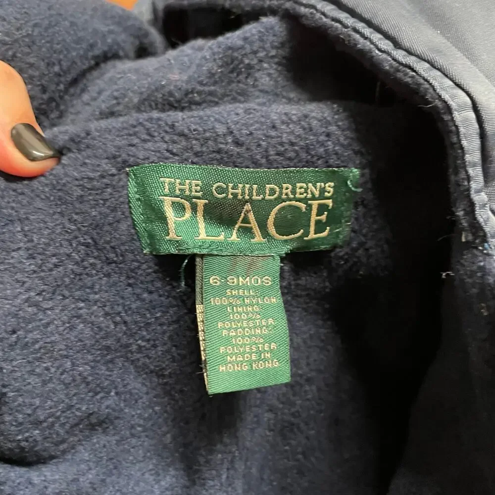 Childrens Place Navy Blue Nylon Puffer Snow Suit Bay Size 6-9M Months Winter